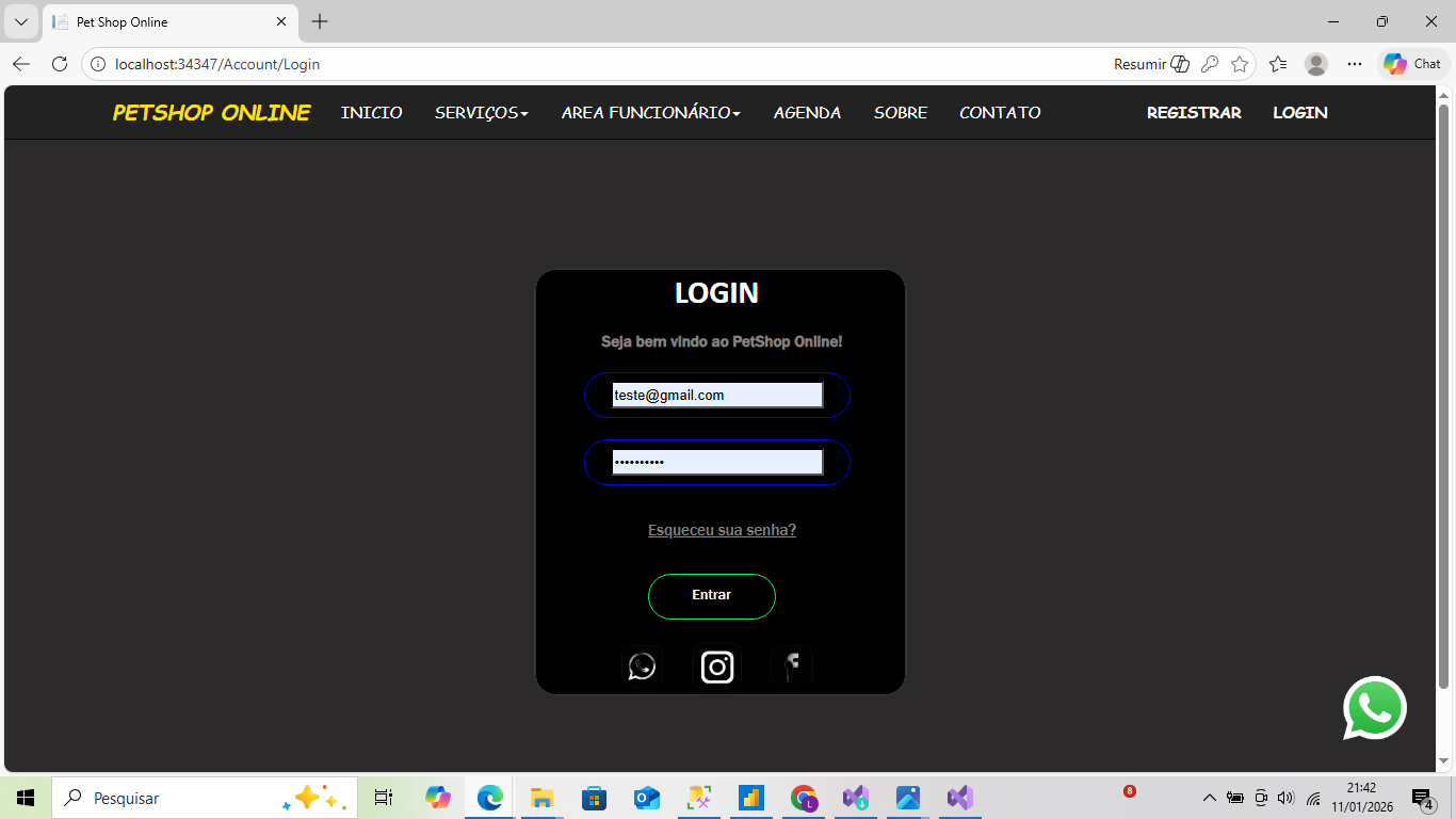 Painel administrativo petshop